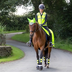 Woof Wear Hi Vis Refleksvest /Gul - Modelfoto hest og rytter